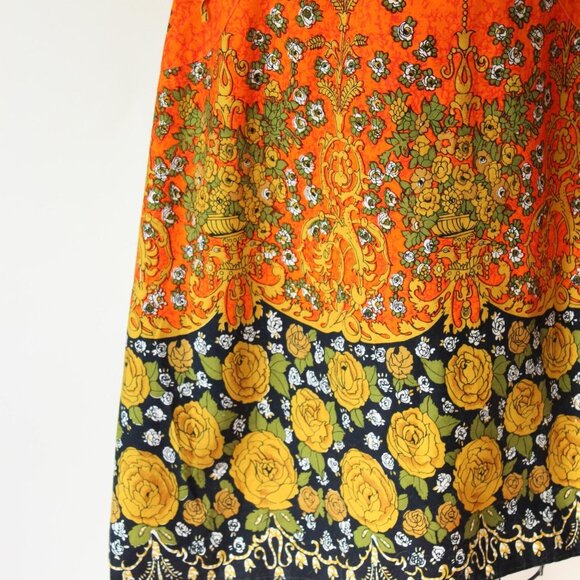 Vintage 1970s 1980s Dress with Pockets, Orange and Black Floral Print Sundress, - Picture 4 of 10